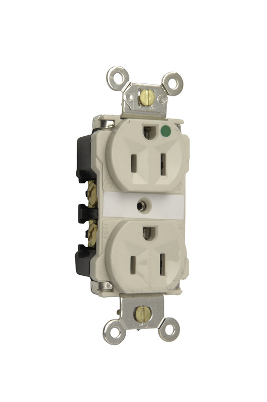 PASS AND SEYMOUR 8200-LAMRI Extra Heavy Duty Duplex Receptacle, Hospital Grade MRI, 15A, 125V, Light Almond | CH4CZR
