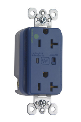 PASS AND SEYMOUR 8300-BLSP Duplex Receptacle, Hospital Grade, Surge Protective, Blue | CH4DYD