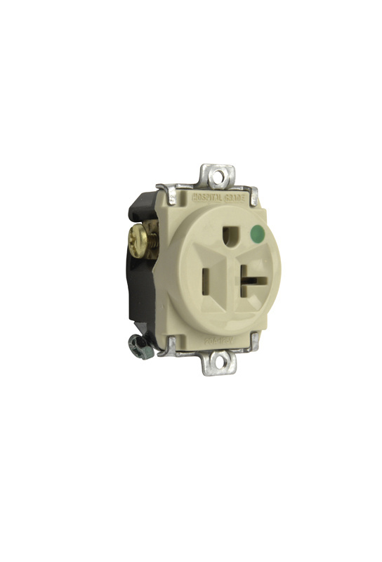 PASS AND SEYMOUR 8384-I Single Receptacle Short Strap, Hospital Grade, 20A, 125V, Ivory | CH4DXN
