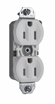 PASS AND SEYMOUR 880-TRWMH Tamper Resistant Duplex Receptacle, 8 Hole, Without Ear, 15A/125V, White | CH3ZAJ