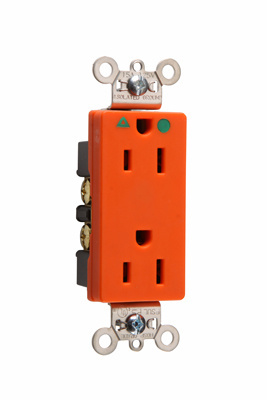PASS AND SEYMOUR IG26262-HG Isolated Ground Receptacle, Back And Side Wire, 15A, 125V, Orange | CH4EJL
