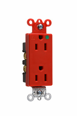 PASS AND SEYMOUR IG26262-HGRED Isolated Ground Receptacle, Back And Side Wire, 15A, 125V, Red | CH4EJM