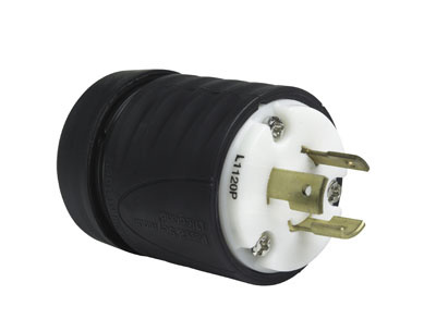 PASS AND SEYMOUR L1120-P Locking Plug, 20A, 250V, Black Back, White Front Body | CH3ZFU
