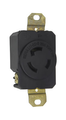PASS AND SEYMOUR L1120-R Single Locking Receptacle, 20A, 250V | CH3ZDF