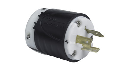 PASS AND SEYMOUR L1220-P Locking Plug, 20A, 480V, Black Back, White Front Body | CH3ZFV