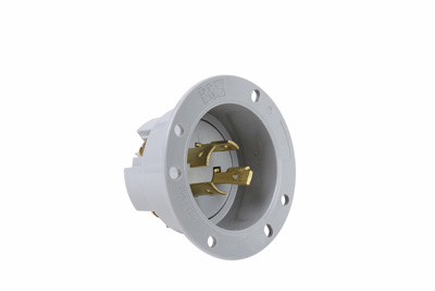 PASS AND SEYMOUR L1520-FI Flanged Inlet, 20A, 250V, Gray | CH3ZDN