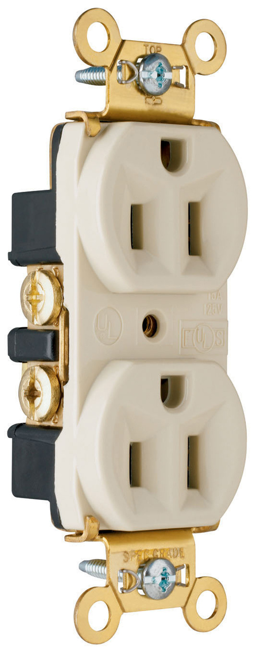 PASS AND SEYMOUR PS5262 Heavy Duty Duplex Receptacle, Spec Grade, 15A, 125V, Brown | CH4DTG