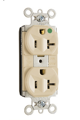 PASS AND SEYMOUR PT-8300HI Heavy Duty Duplex Receptacle, Hospital Grade, Ivory | CH4GXV