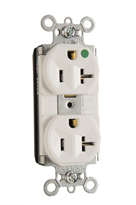 PASS AND SEYMOUR PT-8300HW Heavy Duty Duplex Receptacle, Hospital Grade, White | CH4GXY