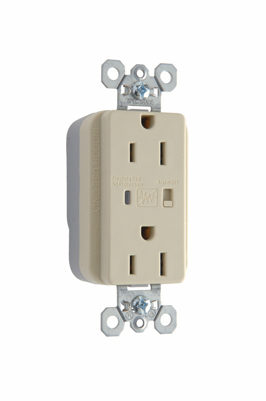 PASS AND SEYMOUR PT5262-ISP Extra Heavy Duty Duplex Receptacle, Surge Protective, Ivory | CH4GXP