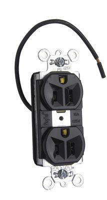 PASS AND SEYMOUR PT5262-SCBK Duplex Receptacle, Spec Grade, Split Circuit, 15A, 125V, Black | CH4HJA