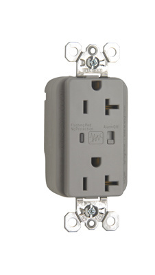 PASS AND SEYMOUR PT5362-GRYSP Extra Heavy Duty Duplex Receptacle, Surge Protective, Gray | CH4GXL