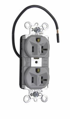 PASS AND SEYMOUR PT5362-SCGRY Duplex Receptacle, Spec Grade, Split Circuit, 20A, 125V, Gray | CH4HJD