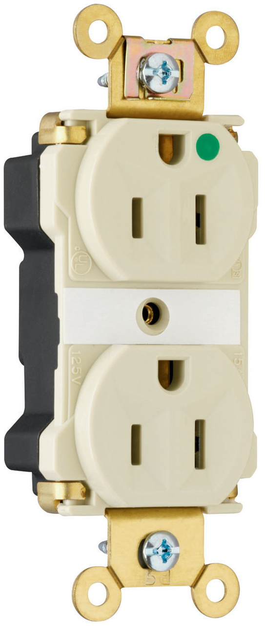 PASS AND SEYMOUR PT8200-I Extra Heavy Duty Duplex Receptacle, Hospital Grade, 15A, 125V, Ivory | CH4GWG