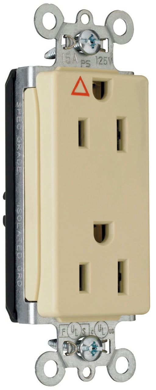 PASS AND SEYMOUR PTIG26262 Isolated Ground Receptacle, Ground Decorator, 15A, 125V, Orange | CH4HDK