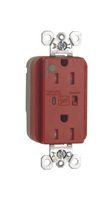 PASS AND SEYMOUR PTTR8200-REDSP Tamper Resistant Duplex Receptacle, Hospital Grade, Surge Protective, Red | CH4HBF