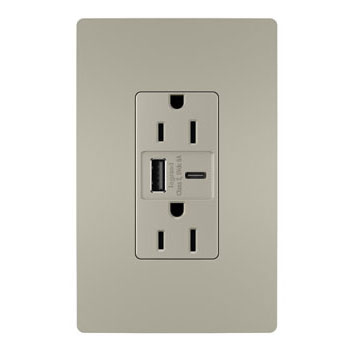 PASS AND SEYMOUR R26USBAC6NICCV4 USB Charger Receptacle, Tamper Resistant, Ultra Fast, A/C Outlet, 15A | CH4HYU