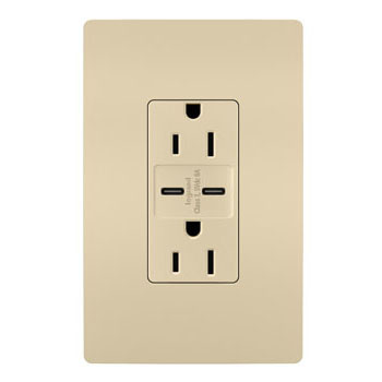 PASS AND SEYMOUR R26USBCC6I USB Charger Receptacle, Tamper Resistant, Ultra Fast, C/C Outlet, 15A | CH4HYP