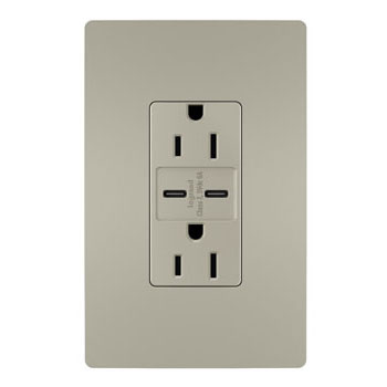 PASS AND SEYMOUR R26USBCC6NICCV4 USB Charger Receptacle, Tamper Resistant, Ultra Fast, C/C Outlet, 15A | CH4HYM