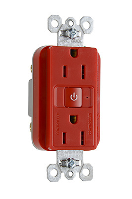 PASS AND SEYMOUR RF26252CD-RED Duplex Receptacle, Plug Load RF Dual Control Fed Spec, 15A, 125V, Red | CH3YYB