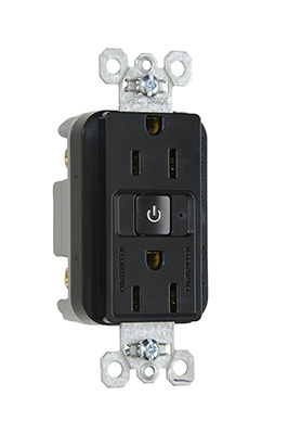 PASS AND SEYMOUR RF26252CH-BK Duplex Receptacle, Plug Load RF Half Control Fed Spec, 15A, 125V, Black | CH3YYD