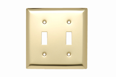 PASS AND SEYMOUR SB2-PB Toggle Switch Opening, 2 Gang, Polished Brass | CH4MNC