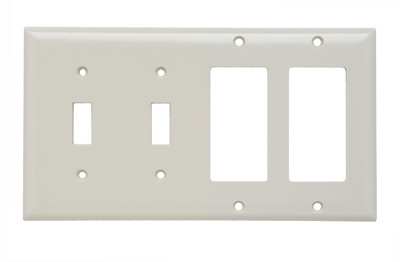 PASS AND SEYMOUR SP2262-LA Combination Opening Wall Plate, 2 Toggle Switch And 2 Decorator, 4 Gang | CH4BXF