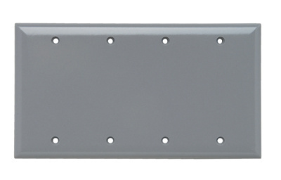 PASS AND SEYMOUR SP43-GRY Blank Wall Plate, Box Mounted, 4 Gang, Gray | CH4BFK