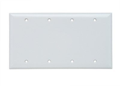 PASS AND SEYMOUR SP43-W Blank Wall Plate, Box Mounted, 4 Gang, White | CH4BFM