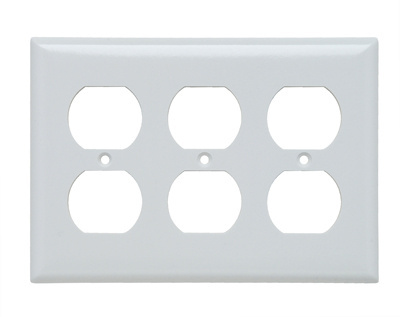 PASS AND SEYMOUR SP83-LA Wall Plate, Duplex Receptacle Opening, 3 Gang, Light Almond | CH4CWE