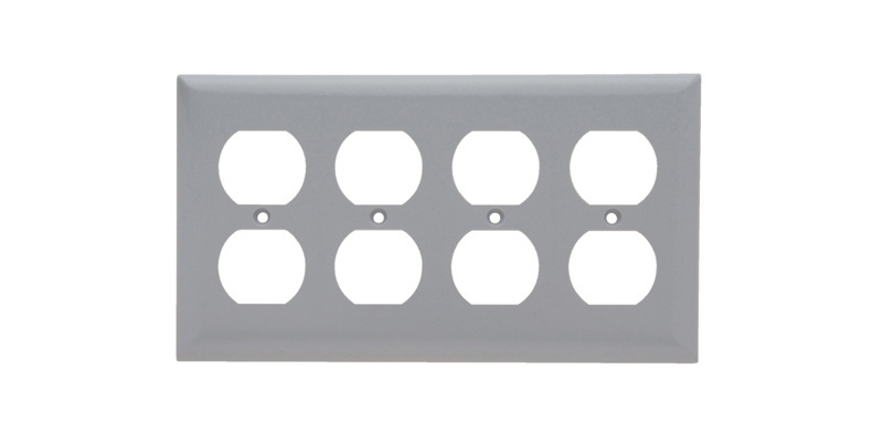 PASS AND SEYMOUR SP84-GRY Wall Plate, Duplex Receptacle Opening, 4 Gang, Gray | CH4CUJ
