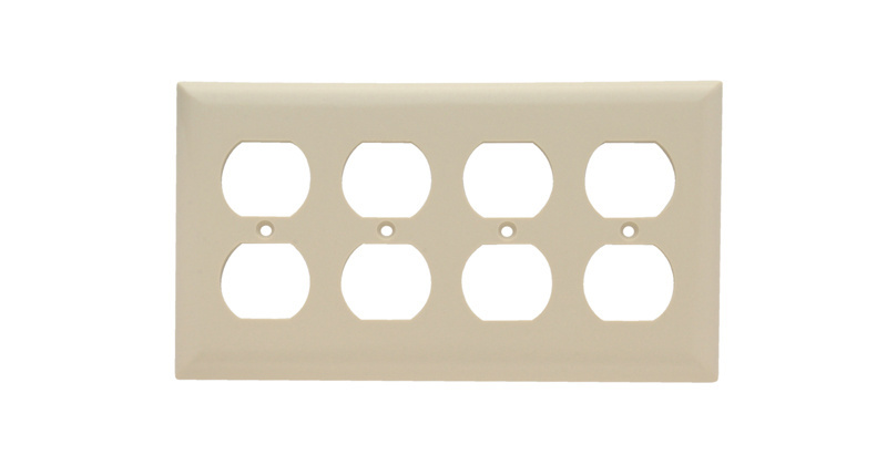 PASS AND SEYMOUR SP84-I Wall Plate, Duplex Receptacle Opening, 4 Gang, Ivory | CH4CUK