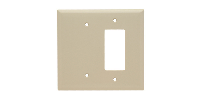 PASS AND SEYMOUR SPO1326-I Combination Opening Wall Plate, 1 Blank And 1 Decorator, 2 Gang | CH4BNK