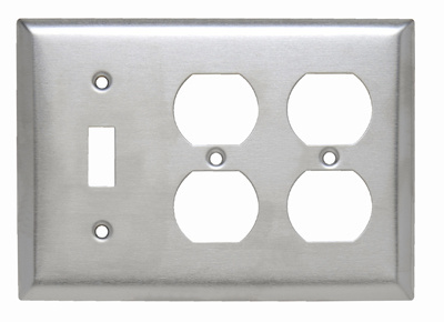 PASS AND SEYMOUR SS182 Combination Opening Wall Plate, 1 Toggle Switch And 2 Duplex Receptacle, 3 Gang | CH4BVU