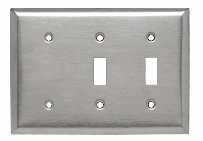 PASS AND SEYMOUR SS214 Combination Opening Wall Plate, 2 Toggle Switch And 1 Blank, 3 Gang | CH4BWA