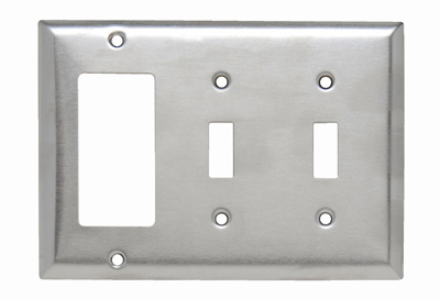 PASS AND SEYMOUR SS226 Combination Opening Wall Plate, 2 Toggle Switch And 1 Decorator, 3 Gang | CH4BWB