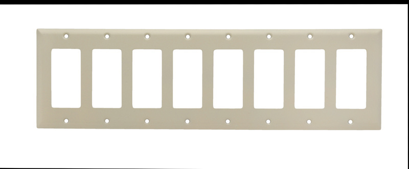 PASS AND SEYMOUR SS268-I Decorator Opening Wall Plate, 8 Gang, Stainless Steel, Painted Ivory | CH4CJB