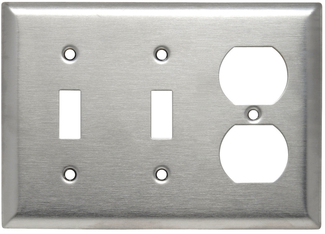 PASS AND SEYMOUR SS28 Combination Opening Wall Plate, 2 Toggle Switch And 1 Duplex Receptacle, 3 Gang | CH4BWP