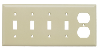 PASS AND SEYMOUR SS48-I Combination Opening Wall Plate, Toggle Switch, Duplex Receptacle, 5 Gang | CH4BXY