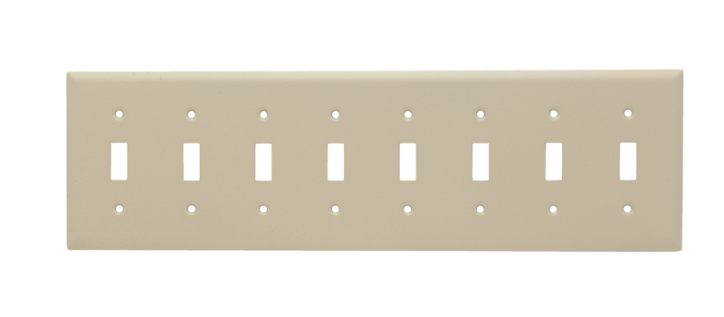PASS AND SEYMOUR SS602-I Toggle Switch Opening, 8 Gang, Stainless Steel Painted Ivory | CH4MGQ
