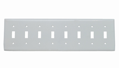 PASS AND SEYMOUR SS602-W Toggle Switch Opening, 8 Gang, Stainless Steel Painted White | CH4MGR