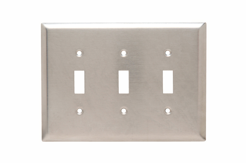 PASS AND SEYMOUR SSJ3 Toggle Switch Opening, 3 Gang, Stainless Steel | CH4MKZ