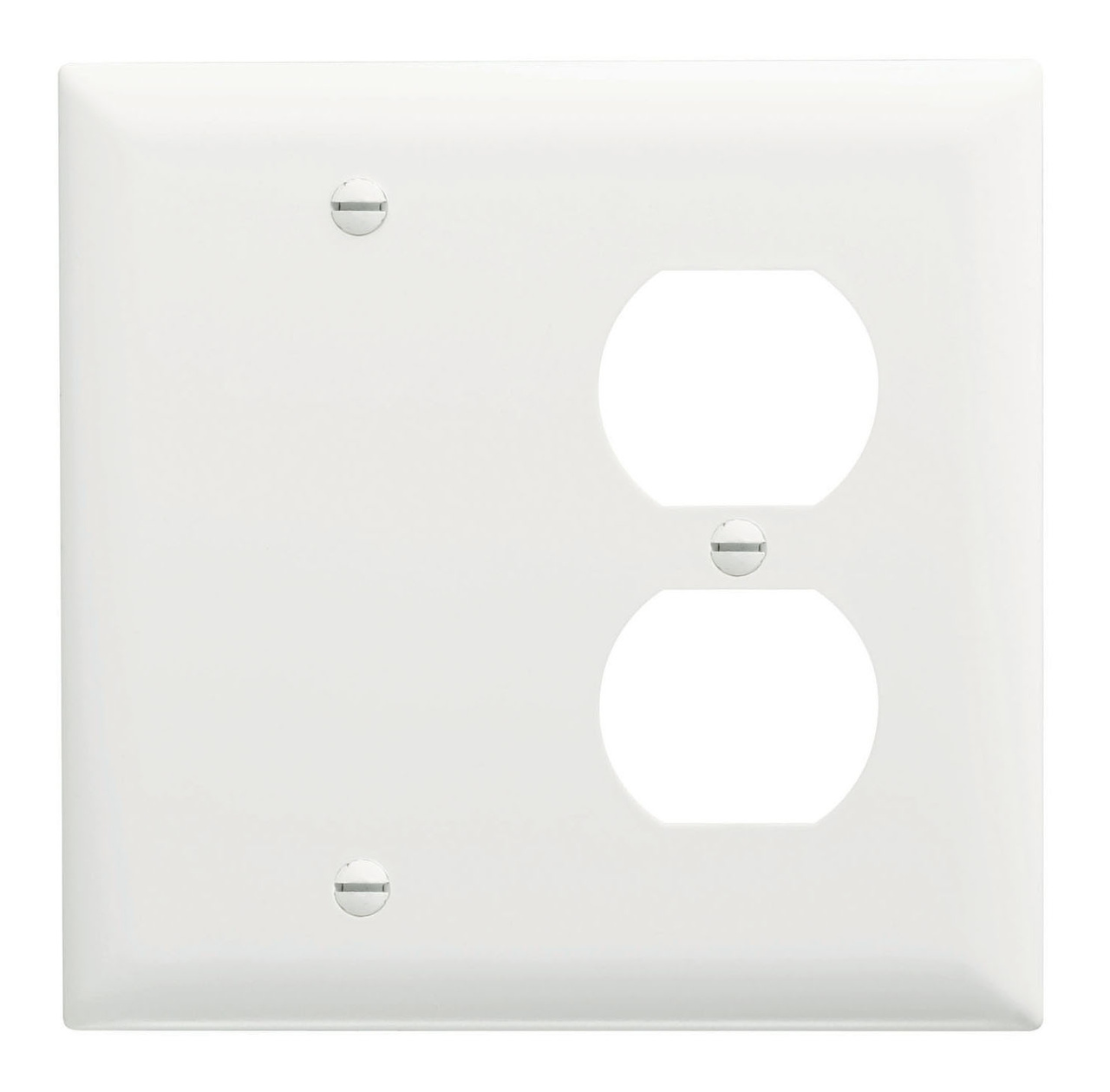 PASS AND SEYMOUR TP138-W Combination Opening Wall Plate, 1 Blank And 1 Duplex Receptacle, 2 Gang | CH4BPK