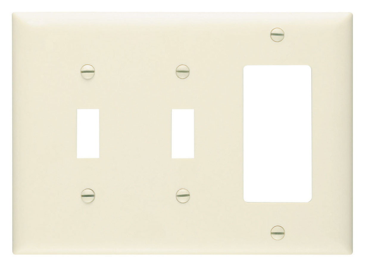 PASS AND SEYMOUR TP226-LA Combination Opening Wall Plate, 2 Toggle Switch And 1 Decorator, 3 Gang | CH4BWK