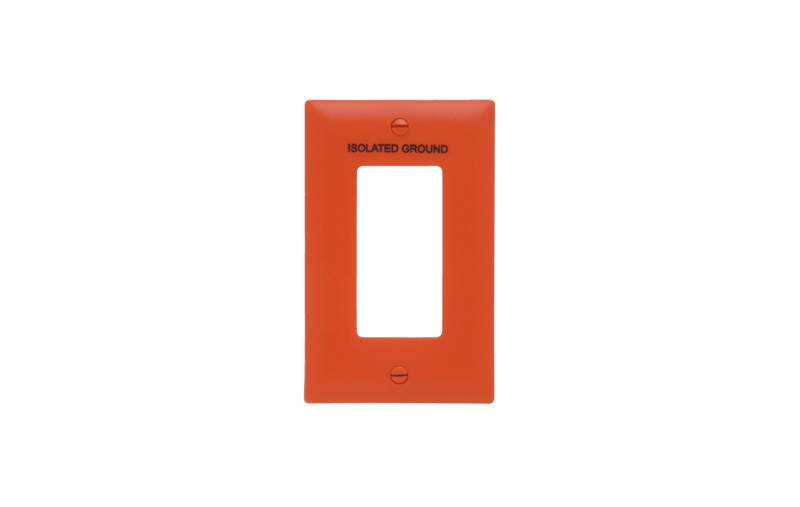 PASS AND SEYMOUR TP26-IG Wall Plate, Isolated Ground, 1 Gang, Orange | CH4GLD
