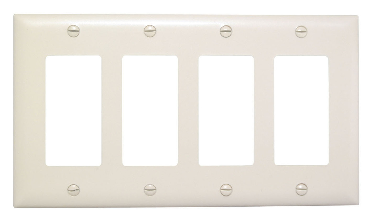 PASS AND SEYMOUR TP264-BK Decorator Opening Wall Plate, 4 Gang, Black | CH4CJU