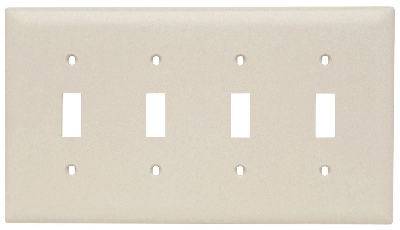 PASS AND SEYMOUR TP4-LA Toggle Switch Opening, 4 Gang, Light Almond | CH4MHV