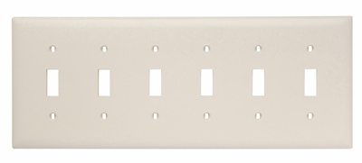 PASS AND SEYMOUR TP6-LA Toggle Switch Opening, 6 Gang, Light Almond | CH4MKW