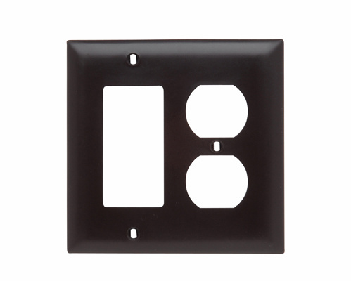 PASS AND SEYMOUR TP826 Combination Opening Wall Plate, 1 Duplex Receptacle And 1 Decorator, 2 Gang | CH4BPW