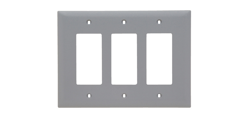 PASS AND SEYMOUR TPJ263-GRY Decorator Opening Wall Plate, 3 Gang, Gray | CH4CMW